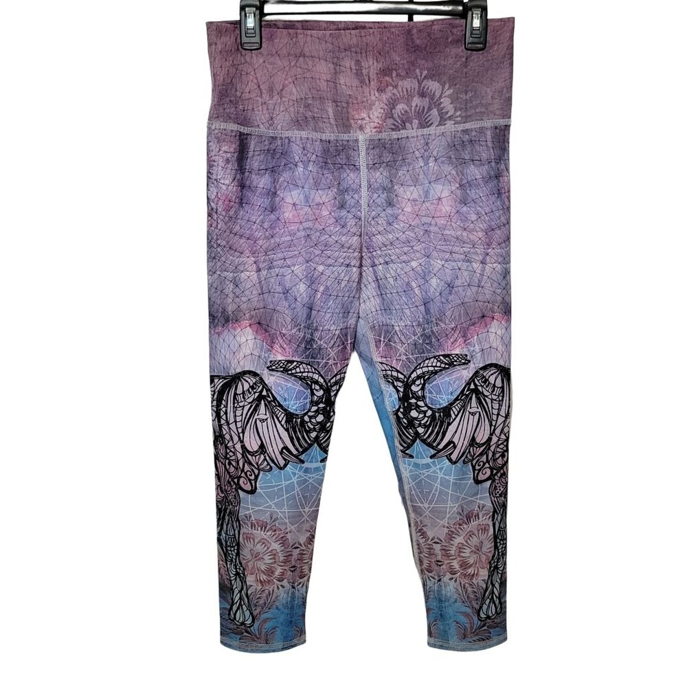Evolution and Creation Purple Elephant High Rise Cropped Yoga Leggings 982